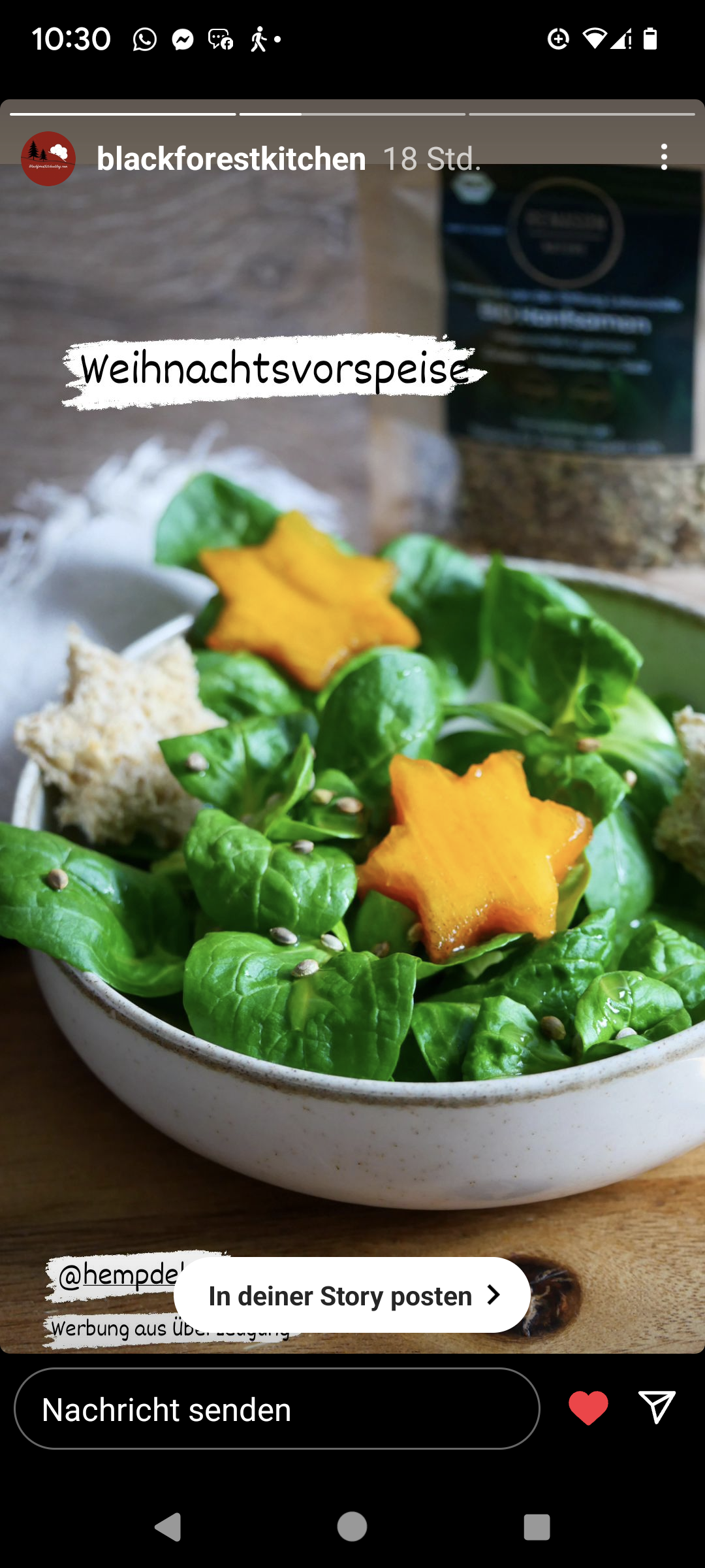 Feldsalat mit Bio Hanfsamen ungeschält & geröstet