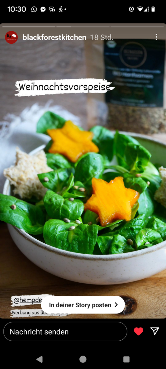 Feldsalat mit Bio Hanfsamen ungeschält & geröstet