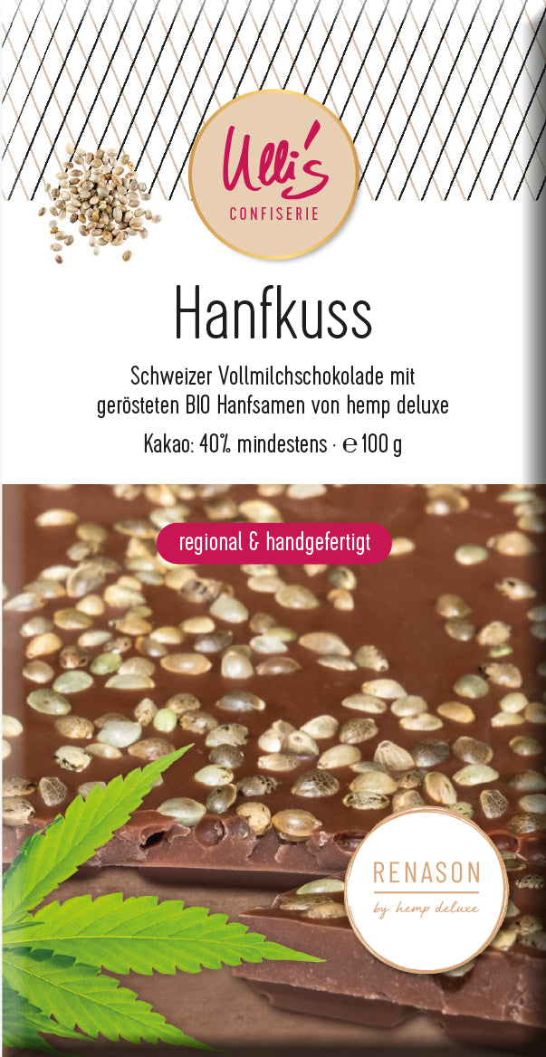 HANFKUSS💋 Schweizer Vollmilchschokolade, 100g