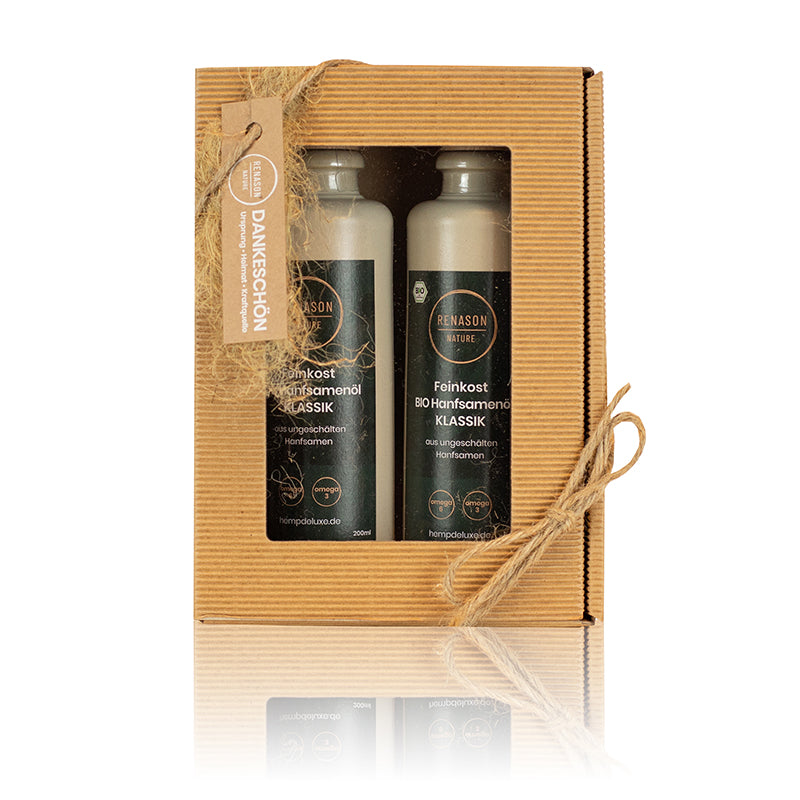 Geschenkset aus Hanfsamenöl KLASSIK & KLASSIK, je 200ml